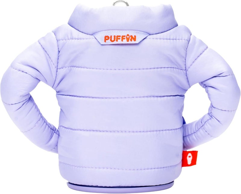 PUFFIN جاكيت المشروبات المنتفخ - عازل حراري لعلب 12 أونصة | عازل زجاجات البيرة وعلب الصودا، يحافظ على المشروبات باردة - لافندر - Image 3